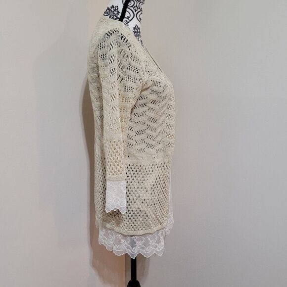 Joy Joy Cream Lace Women's Cardigan - Picture 2 of 7